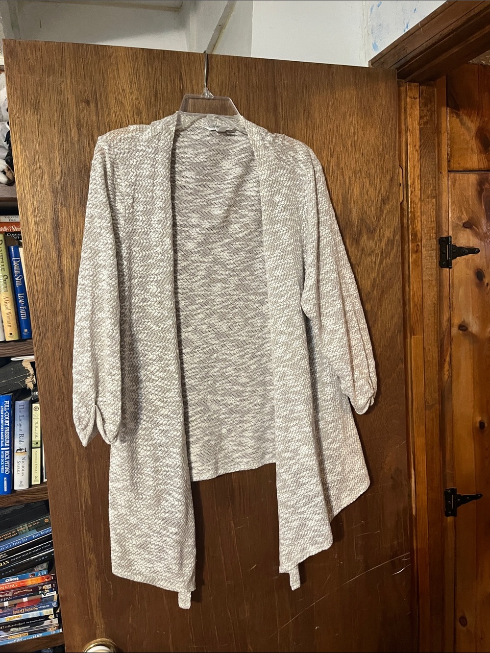 croft & barrow Open-Front Knit Draped Cardigan - Beige Heather